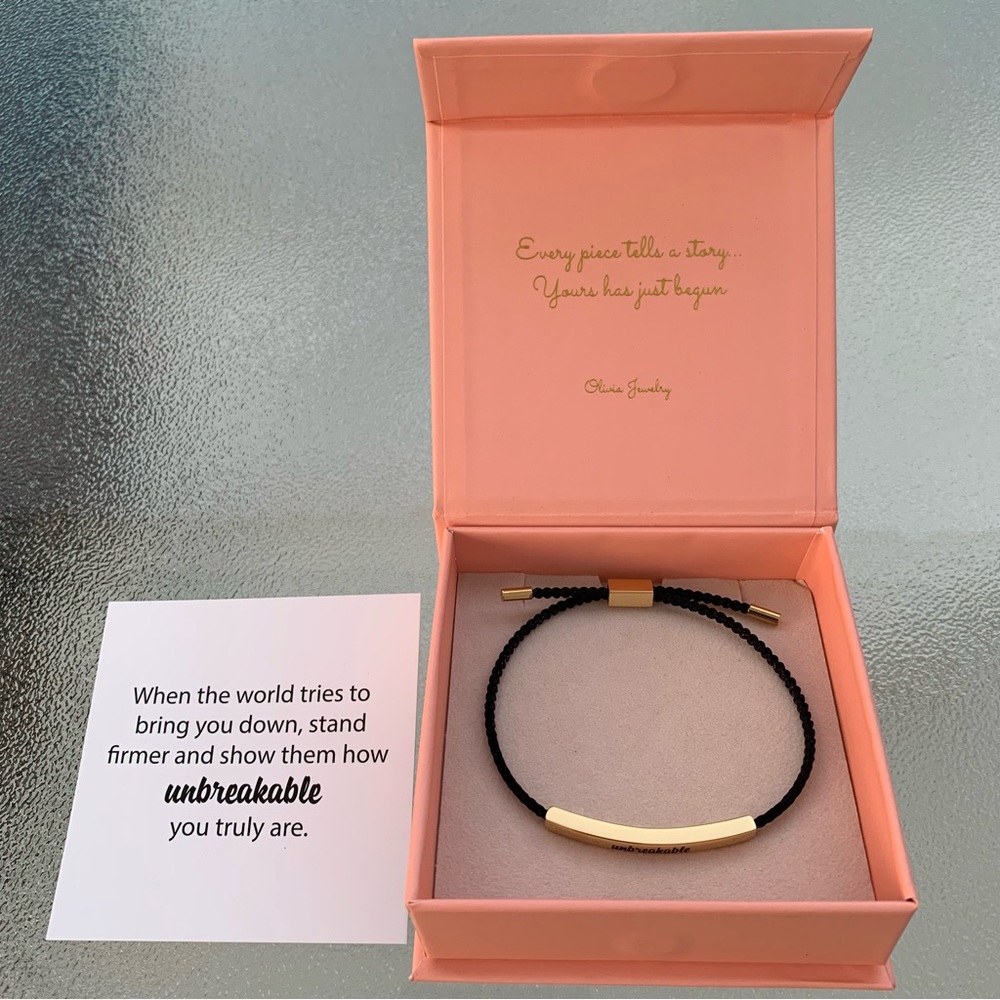 Olivia Jewelry “Unbreakable” Motivational Adjustable Tube Bracelet